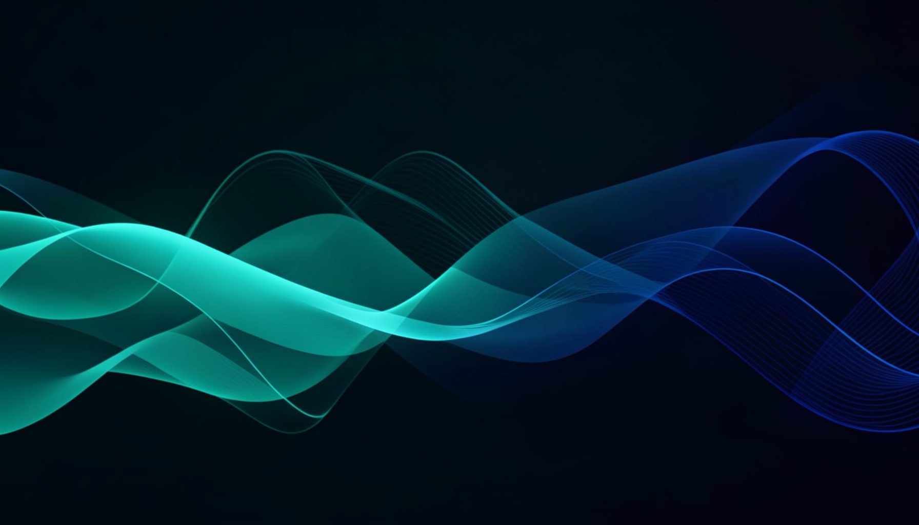 Cool teal and navy abstract waves on a dark background, suggesting digital audio streaming and modern music technology